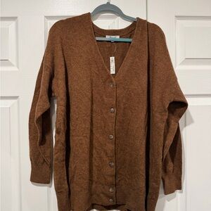 Madewell Brown V-Neck Button-Up Women's Sweater